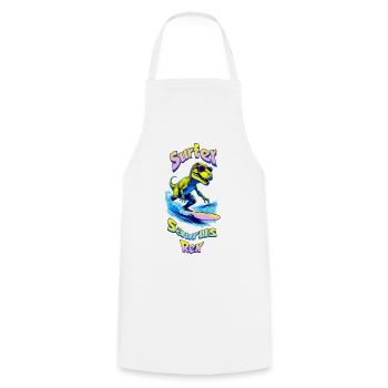 T-Rex on holiday 🏄 - Cooking Apron - white - Front - AI Model Male 185 dark (185cm)