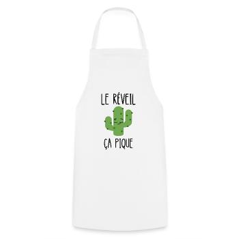 le réveil ça pique - Tablier de cuisine - blanc - Devant - AI Model Male 185 dark (185cm)