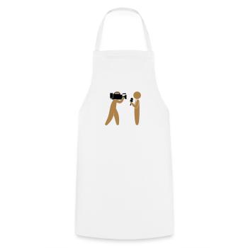 Reporter speaks in front of camera - Cooking Apron - white - Front - AI Model Male 185 dark (185cm)