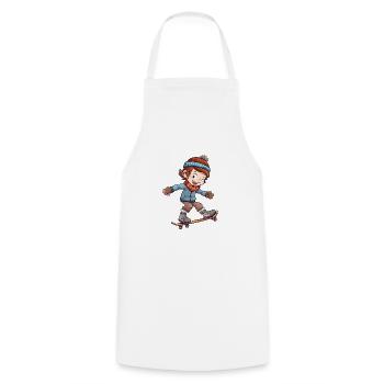 Cartoon skating Boy - Cooking Apron - white - Front - AI Model Male 185 dark (185cm)