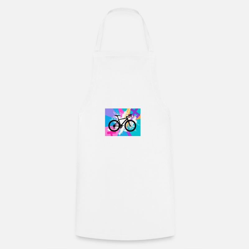 illustration,mountain bike,road bike,graffiti,pink - Cooking Apron - white