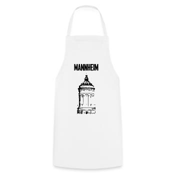 Mannheim Wasserturm Schwarz - Kochschürze - Weiß - Vorne - AI Model Male 185 dark (185cm)