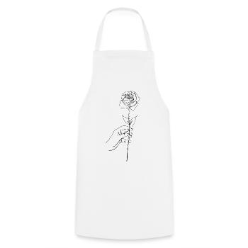 Handhalten rose - Kochschürze - Weiß - Vorne - AI Model Male 185 dark (185cm)