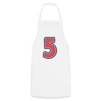 5. 5 YEARS. 5th ANNIVERSARY. 5 YEAR ANNIVERSARY - Cooking Apron - white - Front - AI Model Male 185 dark (185cm)