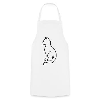 Minimalist Cat Line Art – Black Design - Cooking Apron - white - Front - AI Model Male 185 dark (185cm)