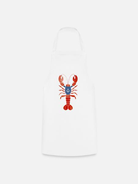 Lobster mit Ankershirt – Maritimes Design - Kochschürze - Weiß