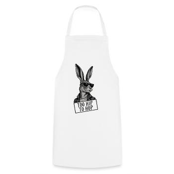 Too Hip to Hop – Cooler Hase mit Sonnenbrille - Kochschürze - Weiß - Vorne - AI Model Male 185 dark (185cm)