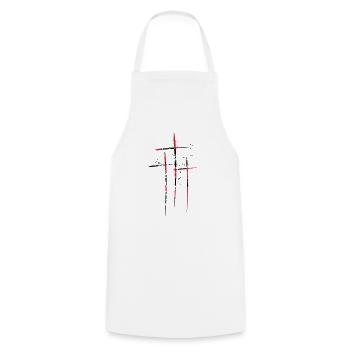 3 crosses design pattern scratch cool old tears br - Cooking Apron - white - Front - AI Model Male 185 dark (185cm)