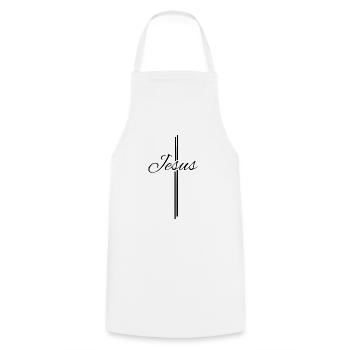 Jesus Kreuz - Christliche Designs - Bibel - Gott - Kochschürze - Weiß - Vorne - AI Model Male 185 dark (185cm)