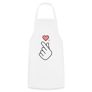 K-Pop Hand Symbol with Heart - Cooking Apron - white - Front - AI Model Male 185 dark (185cm)
