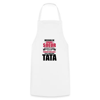 mission de grande soeur accomplie nouveau challeng - Tablier de cuisine - blanc - Devant - AI Model Male 185 dark (185cm)