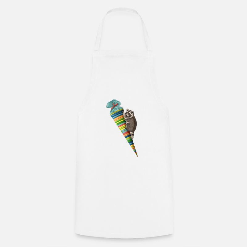 Raton laveur avec sac d’école - Tablier de cuisine - blanc