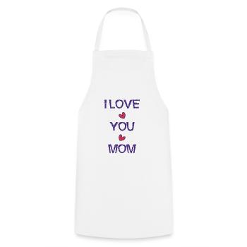 MOM. MOM. MOTHER's DAY. HAPPY MOTHER'S BIRTHDAY - Cooking Apron - white - Front - AI Model Male 185 dark (185cm)