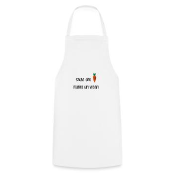 Sauve une carotte mange un vegan - Tablier de cuisine - blanc - Devant - AI Model Male 185 dark (185cm)