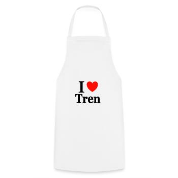 I love tren - Cooking Apron - white - Front - AI Model Male 185 dark (185cm)