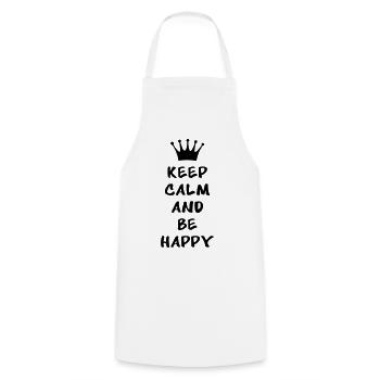 Keep calm and be happy - Cooking Apron - white - Front - AI Model Male 185 dark (185cm)