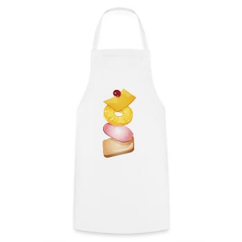 Pineapple,cheese,ham and toast bread -Toast Hawaii - Cooking Apron - white - Front - AI Model Male 185 dark (185cm)