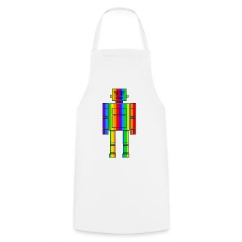 Regenbogen Roboter - Kochschürze - Weiß - Vorne - AI Model Male 185 dark (185cm)