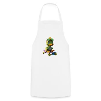 Skater Duck Hero on Skateboard - Cooking Apron - white - Front - AI Model Male 185 dark (185cm)