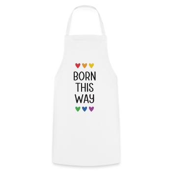 LGBT Pride Month - Born This Way - Cooking Apron - white - Front - AI Model Male 185 dark (185cm)