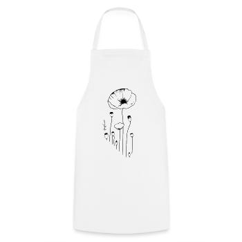 Poppy - flowers and capsules of opium poppy - Cooking Apron - white - Front - AI Model Male 185 dark (185cm)
