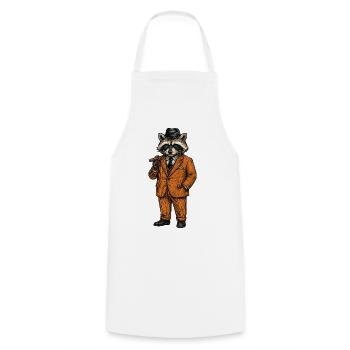 Raccoon Gentleman with Cigar - Cooking Apron - white - Front - AI Model Male 185 dark (185cm)