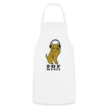 Cat DJ with headphones - Cooking Apron - white - Front - AI Model Male 185 dark (185cm)