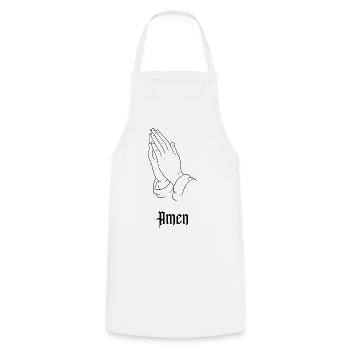 Amen – Betende Hände | Christliches Glaubensmotiv - Kochschürze - Weiß - Vorne - AI Model Male 185 dark (185cm)