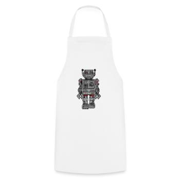 Retro Robot Toys - Cooking Apron - white - Front - AI Model Male 185 dark (185cm)