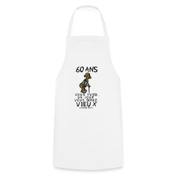 60 year old man birthday humou - Cooking Apron - white - Front - AI Model Male 185 dark (185cm)