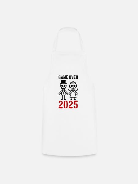 Game Over 2025 Hochzeit Ehepaar - Kochschürze - Weiß