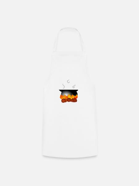 Kessel auf Feuer - Kochschürze - Weiß