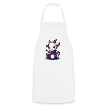 Tambour de chèvre mignon à la ferme - Tablier de cuisine - blanc - Devant - AI Model Male 185 dark (185cm)