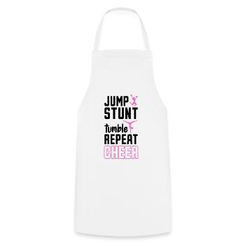 Jump Stunt Tumble Repeat Cheerleading Cheerleader - Kochschürze - Weiß - Vorne - AI Model Male 185 dark (185cm)