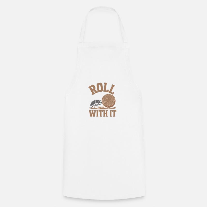 Roll With It Funny Motif with Message - Cooking Apron - white