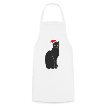 Chat méchant avec chapeau de Père Noël Drôle de vœux de Noël - Tablier de cuisine - blanc - Devant - AI Model Male 185 dark (185cm)