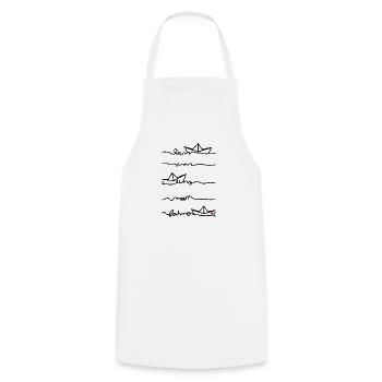 Paper boat paper boat sea heart - Cooking Apron - white - Front - AI Model Male 185 dark (185cm)