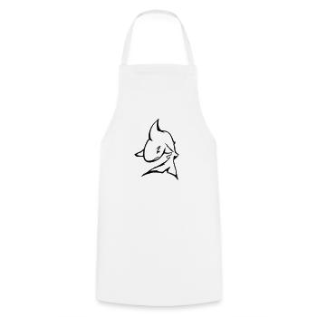 dessin au trait requin - Tablier de cuisine - blanc - Devant - AI Model Male 185 dark (185cm)