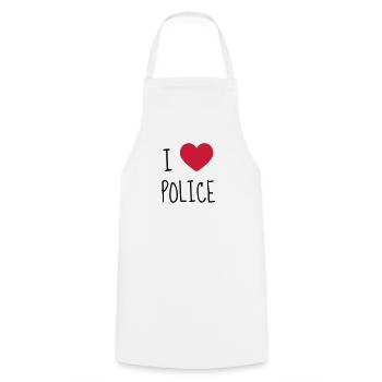 Police Officer Policeman Cop Policier Polizei - Cooking Apron - white - Front - AI Model Male 185 dark (185cm)