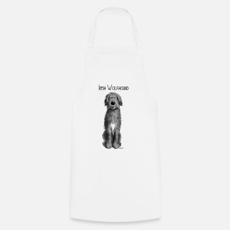 Funny Irish Wolfhound - comic - dog - cartoon - Cooking Apron - white