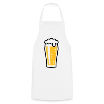 Bierglas (Bier / Willibecher / 2C) - Kochschürze - Weiß - Vorne - AI Model Male 185 dark (185cm)