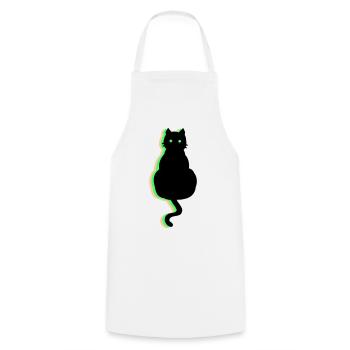 Neon Katze - Kochschürze - Weiß - Vorne - AI Model Male 185 dark (185cm)