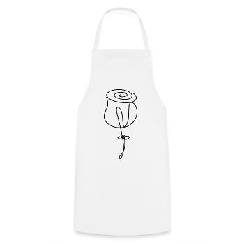 Fleur de rose minimaliste dessinée à la main - Tablier de cuisine - blanc - Devant - AI Model Male 185 dark (185cm)