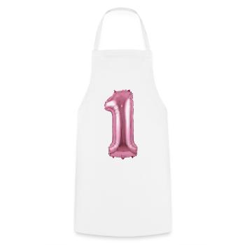 T-shirt d’anniversaire, ballon de premier anniversaire - Tablier de cuisine - blanc - Devant - AI Model Male 185 dark (185cm)