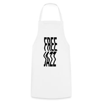 Logo en gradins de la typographie Free Jazz - Tablier de cuisine - blanc - Devant - AI Model Male 185 dark (185cm)