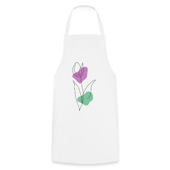 Tulipe Lineart avec des formes pastel - Tablier de cuisine - blanc - Devant - AI Model Male 185 dark (185cm)