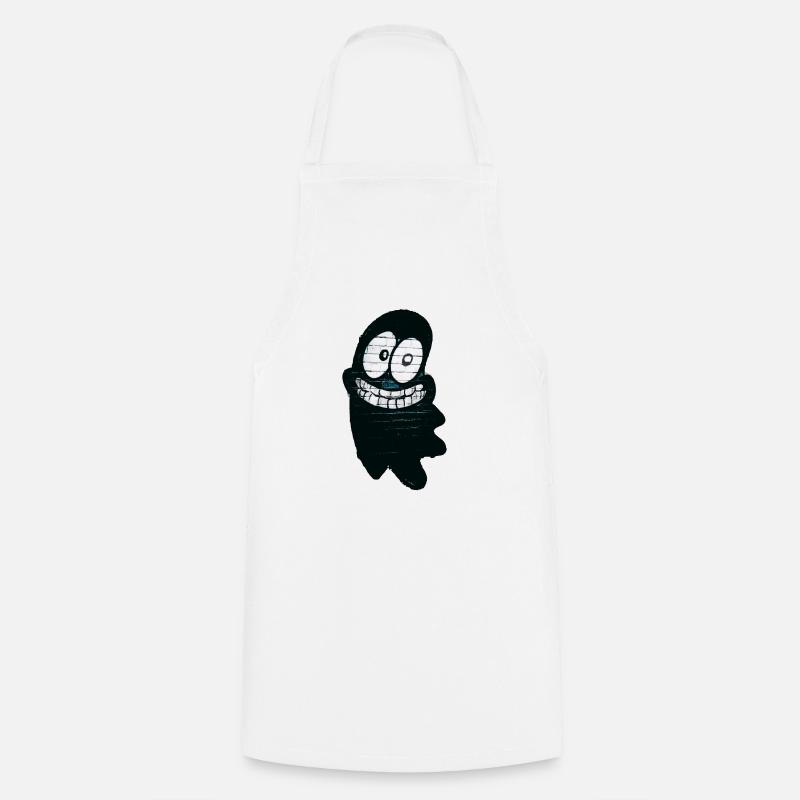 Funny smiling ghost in black - Cooking Apron - white