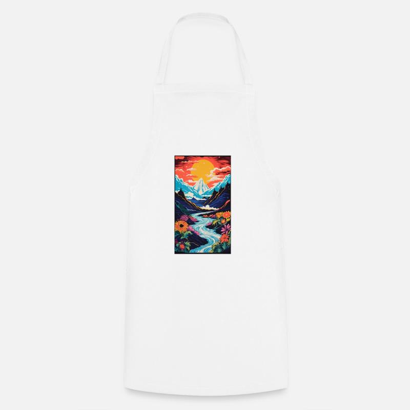 Nature effet Risographie - Tablier de cuisine - blanc