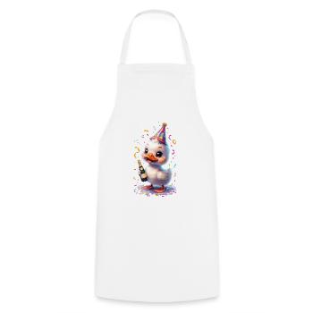 Whimsical Duck Celebrating With Confetti new year - Cooking Apron - white - Front - AI Model Male 185 dark (185cm)