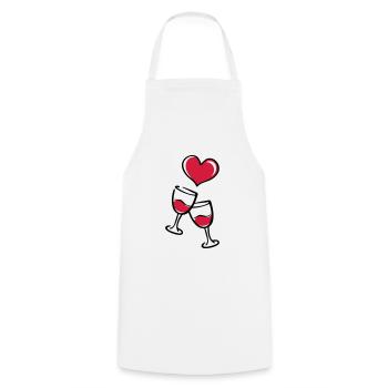 Red wine wine glass heart love - Cooking Apron - white - Front - AI Model Male 185 dark (185cm)